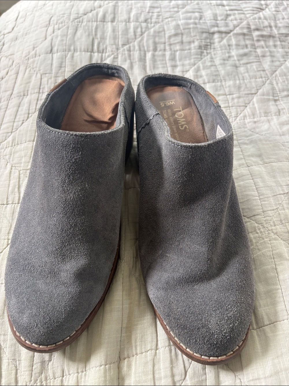 Toms Charcoal Suede Slip-On Mule Clogs